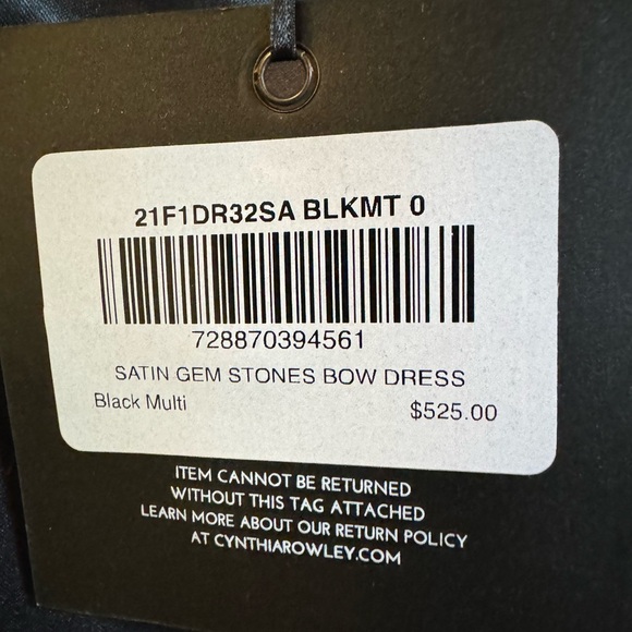 Cynthia Rowley Black Satin w/ Bows & Gems, Sz 0 NWT - Picture 8 of 9